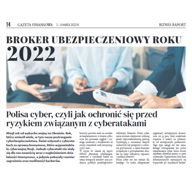 Zestawienie „Broker Ubezpieczeniowy roku 2022”